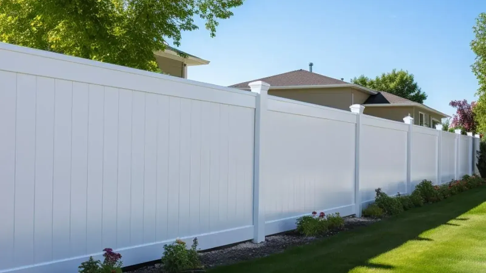 Vinyl privacy fence panels on a small Remerton, Georgia backyard