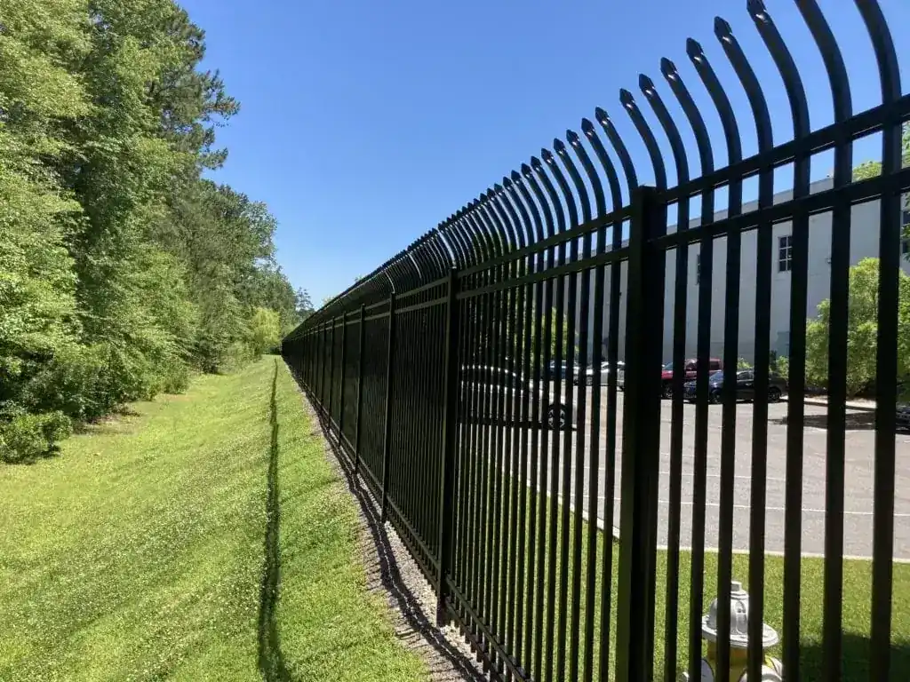 Commercial metal fencing around a work yard