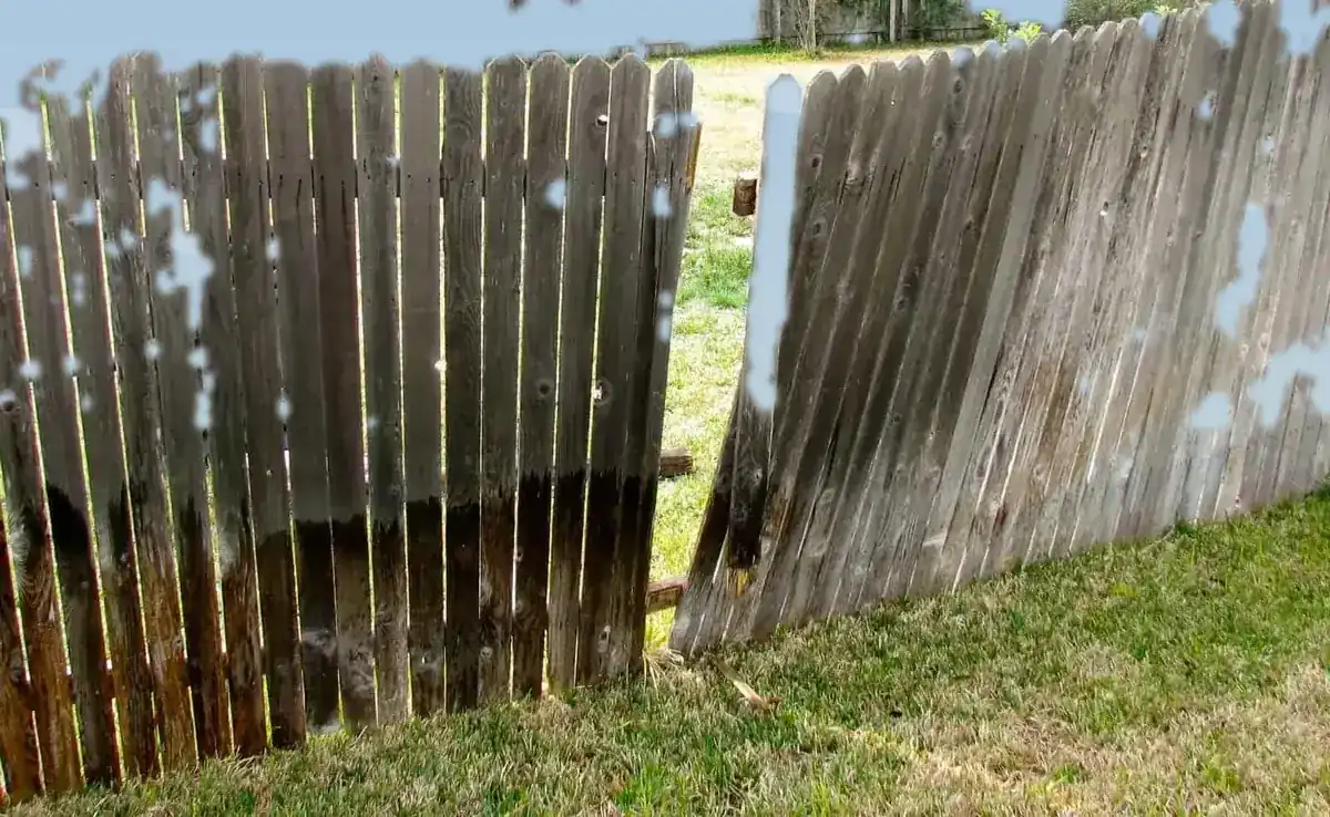 Damaged wood fence panels ready for repair after a South Georgia storm